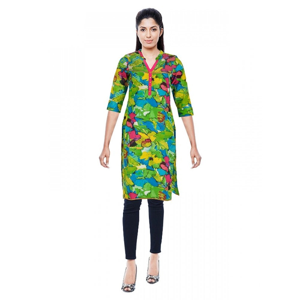 Generic Women's Cotton Kurtis (Green, L) - Noble Nook