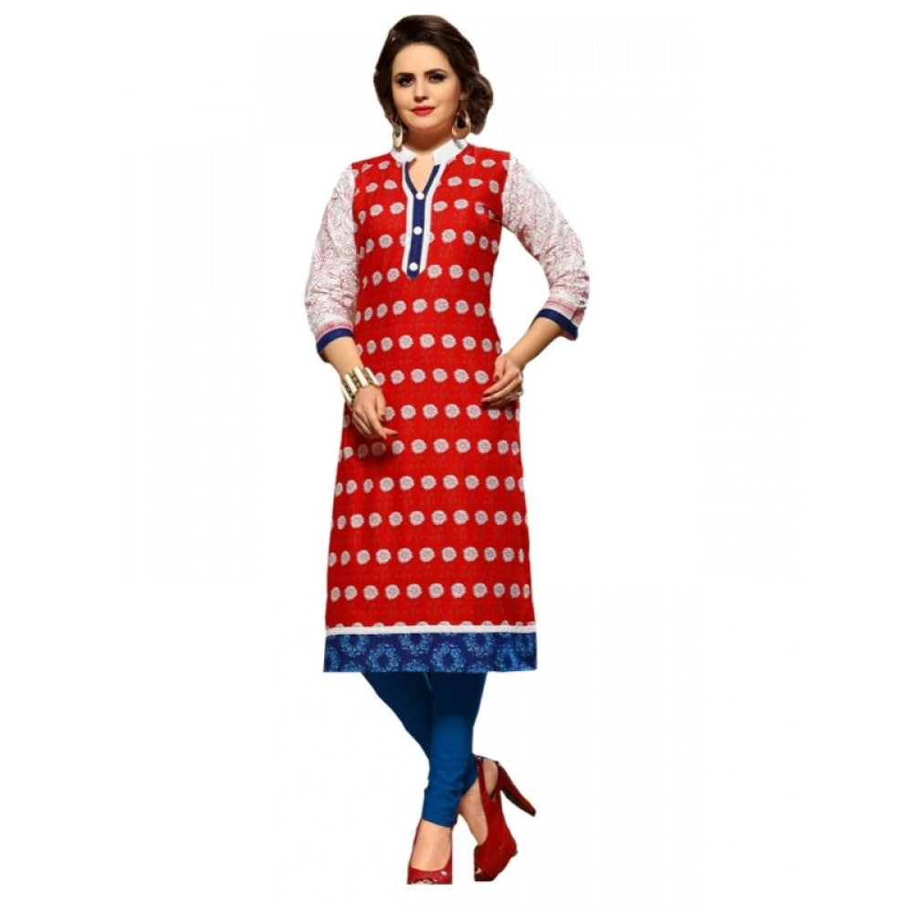 Generic Women's Cotton Kurtis (Red, Multi, L) - Noble Nook