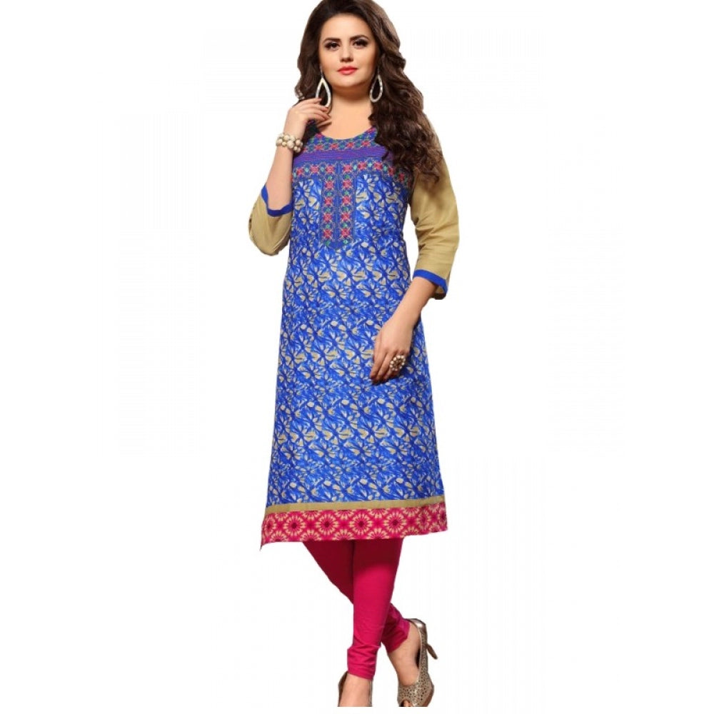 Generic Women's Cotton Kurtis (Blue, Multi, XL) - Noble Nook