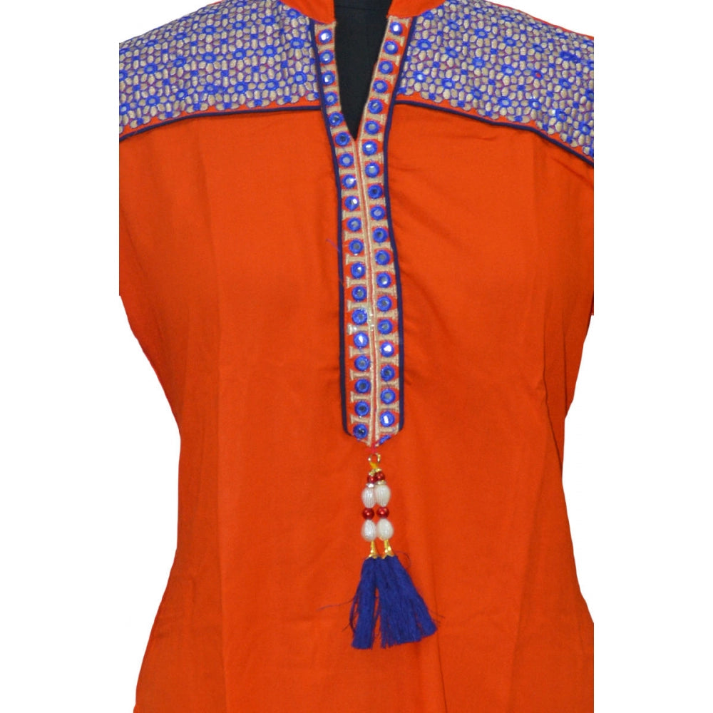 Generic Women's Rayon Kurtis (Orange, XXL) - Noble Nook