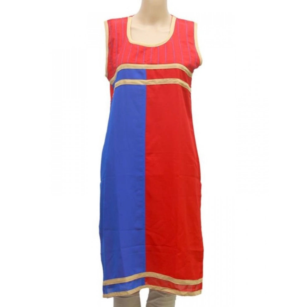 Generic Women's Synthetic Kurtis (Red, Blue, M) - Noble Nook