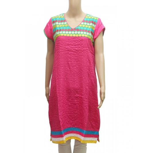 Generic Women's Rayon Kurtis (Pink, Green, L) - Noble Nook