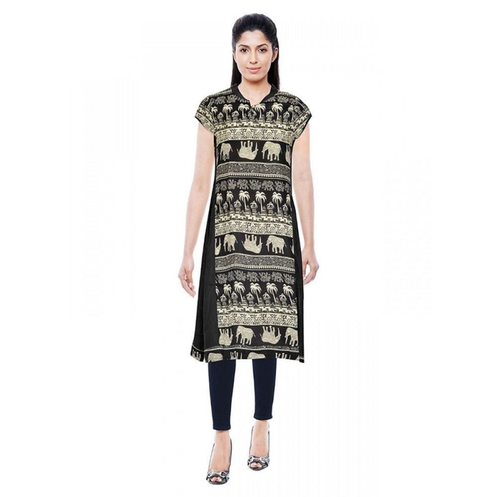 Generic Women's Rayon Kurtis (Blck, L) - Noble Nook