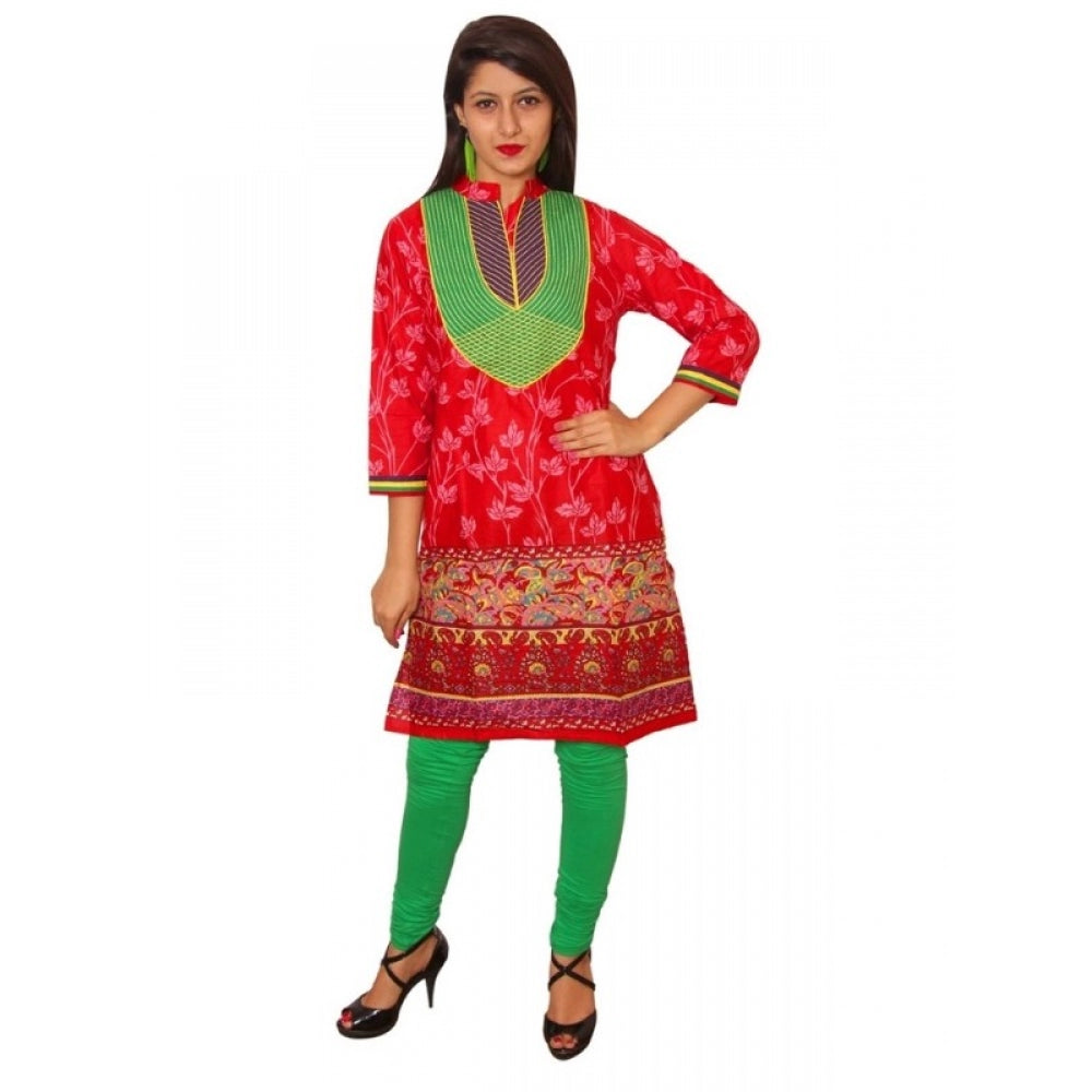 Generic Women's Cotton Kurtis (Red, M) - Noble Nook