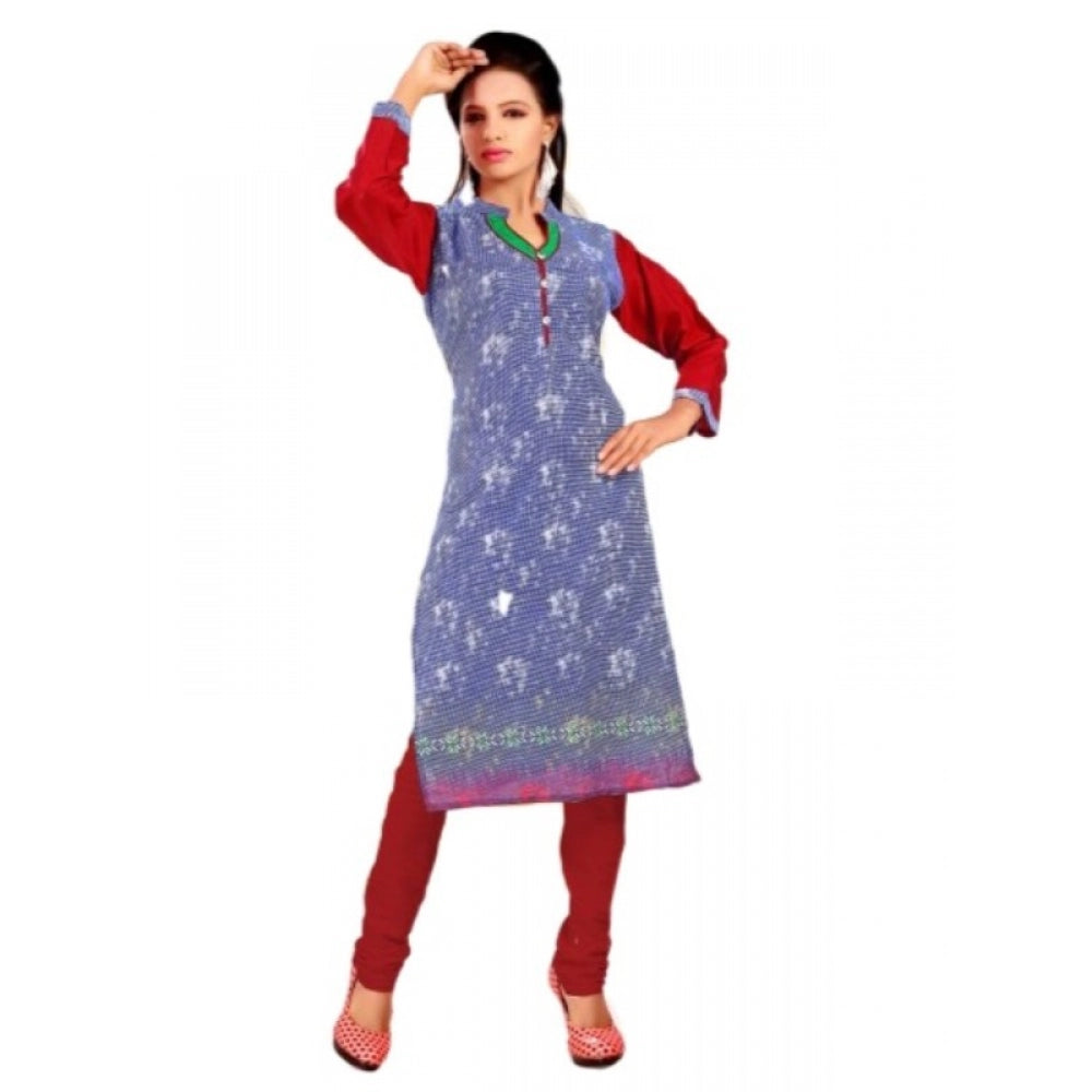 Generic Women's Cotton Kurtis (Red, Blue, L) - Noble Nook