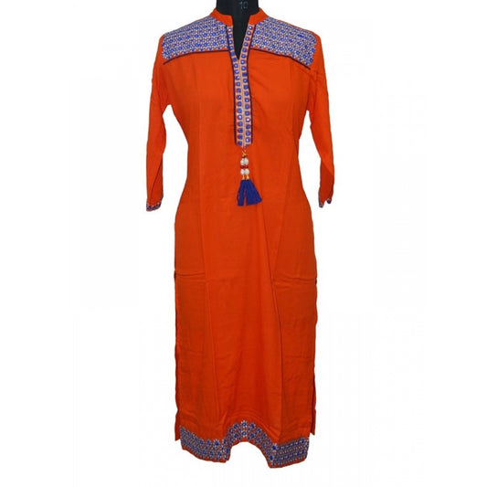 Generic Women's Rayon Kurtis (Orange, XXL) - Noble Nook