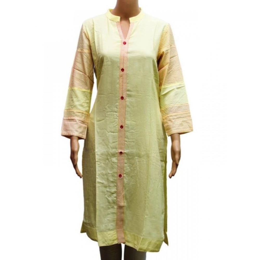 Generic Women's Rayon Kurtis (Lemon Yellow, XL) - Noble Nook