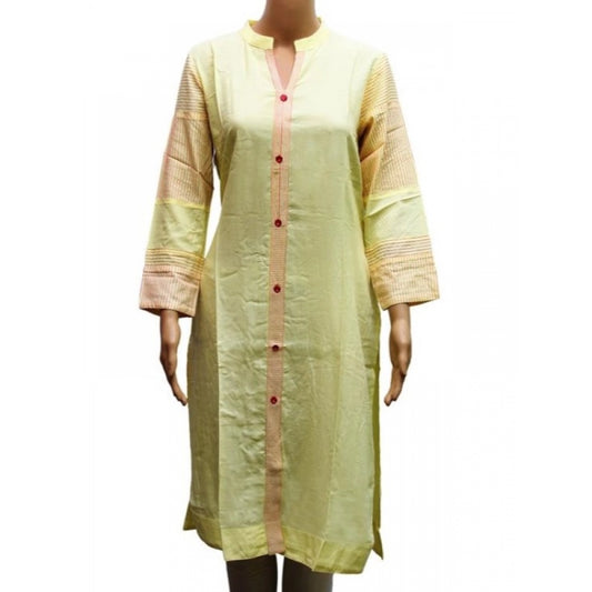 Generic Women's Rayon Kurtis (Lemon Yellow, XL) - Noble Nook