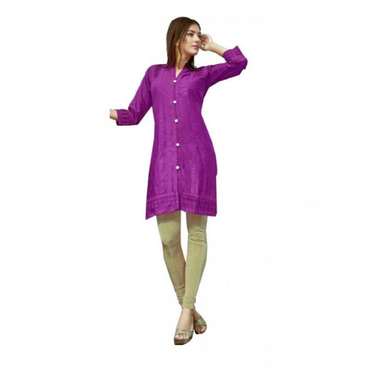 Generic Women's Cotton Kurtis (Violet, L) - Noble Nook