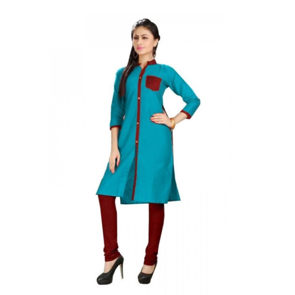 Generic Women's Cotton Kurtis (Blue, Maroon, L) - Noble Nook