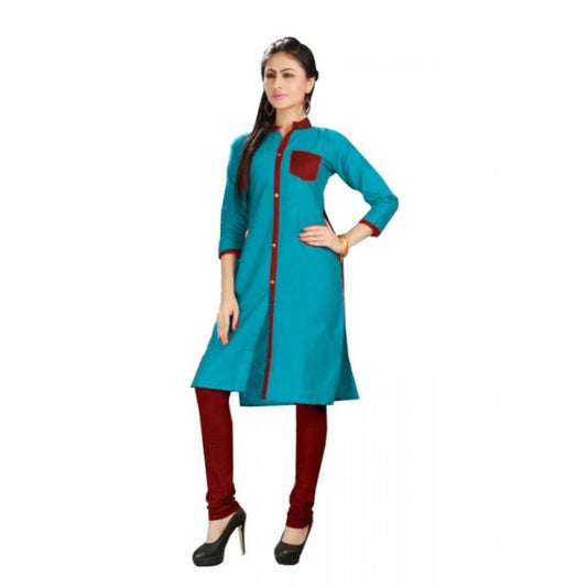 Generic Women's Cotton Kurtis (Blue, Maroon, L) - Noble Nook