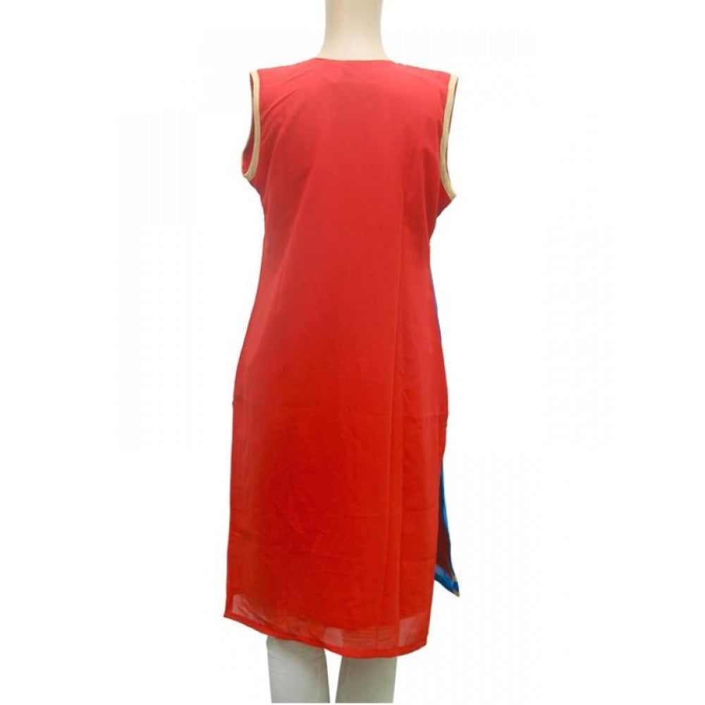 Generic Women's Synthetic Kurtis (Red, Blue, M) - Noble Nook