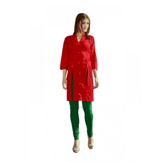 Generic Women's Cotton Kurtis (Red, L) - Noble Nook