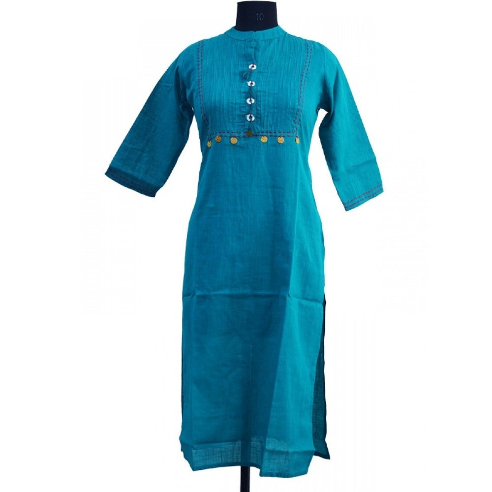 Generic Women's Cotton Kurtis (Blue, M) - Noble Nook