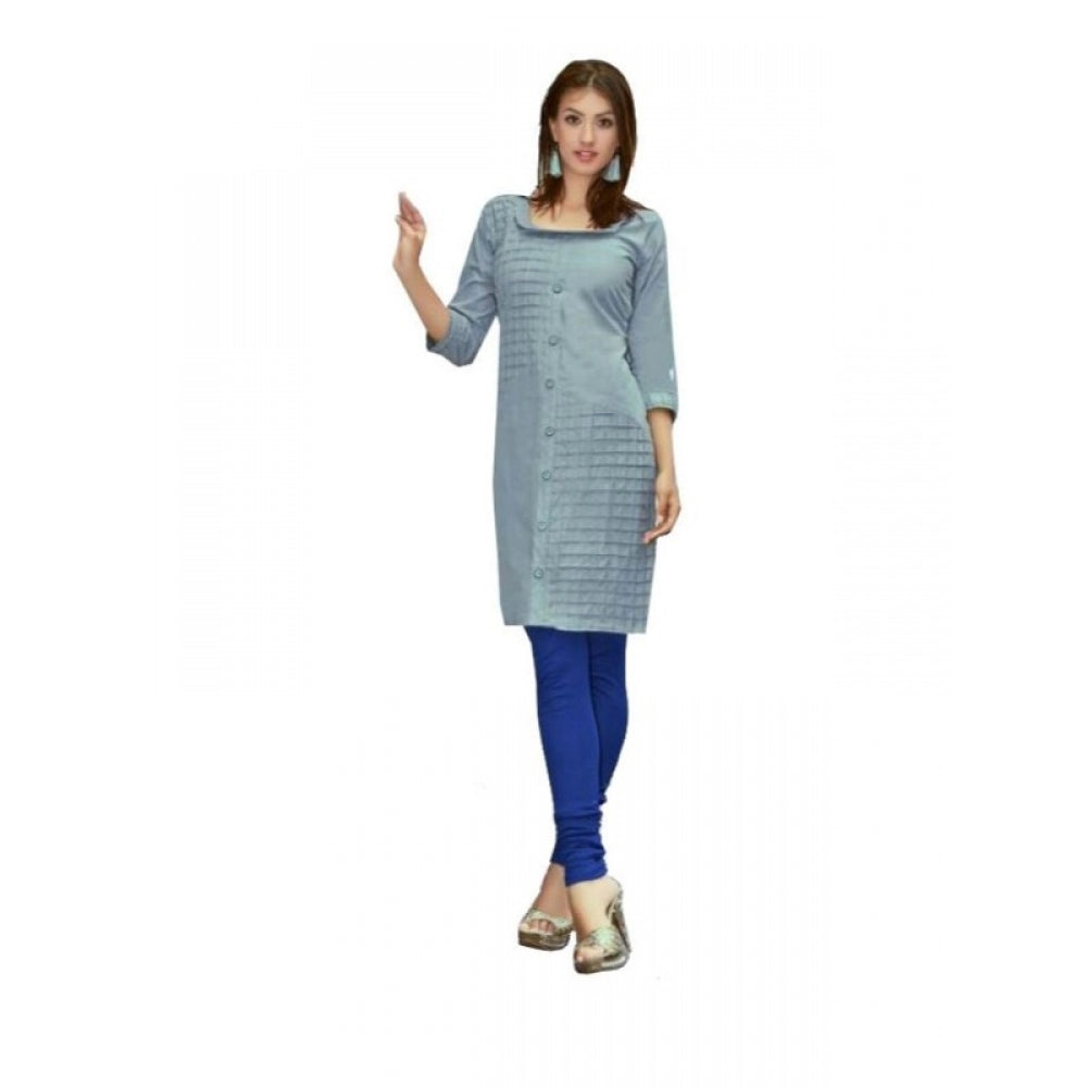 Generic Women's Cotton Kurtis (Greyish Blue, L) - Noble Nook