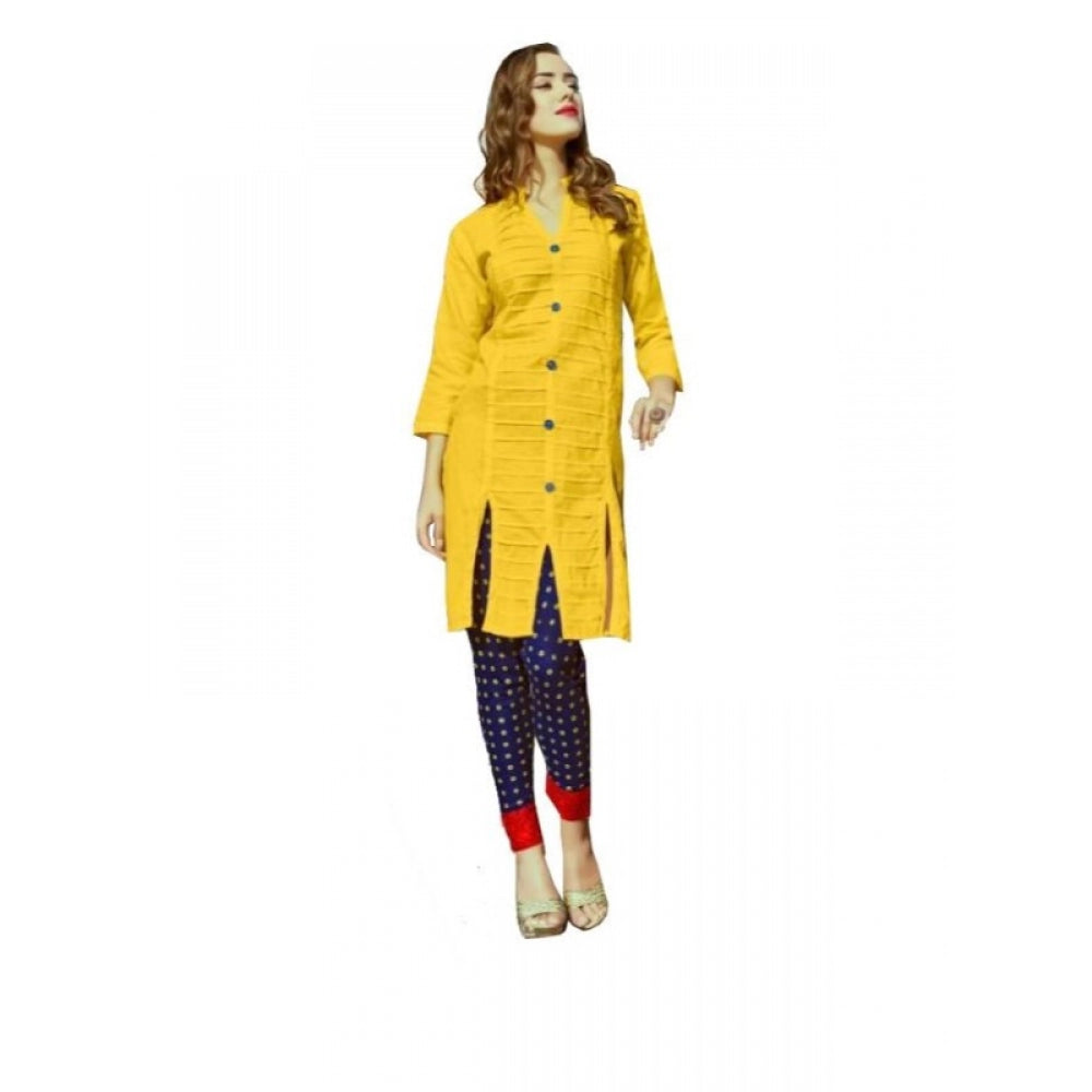 Generic Women's Cotton Kurtis (Yellow, L) - Noble Nook