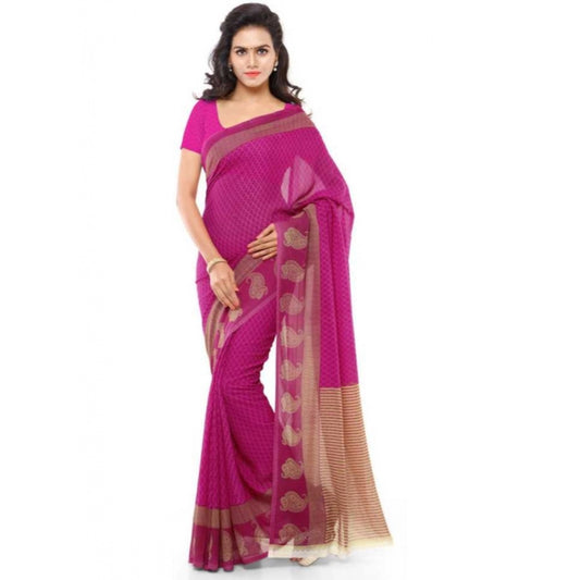 Printed Faux Georgette Pink Color Saree - Noble Nook