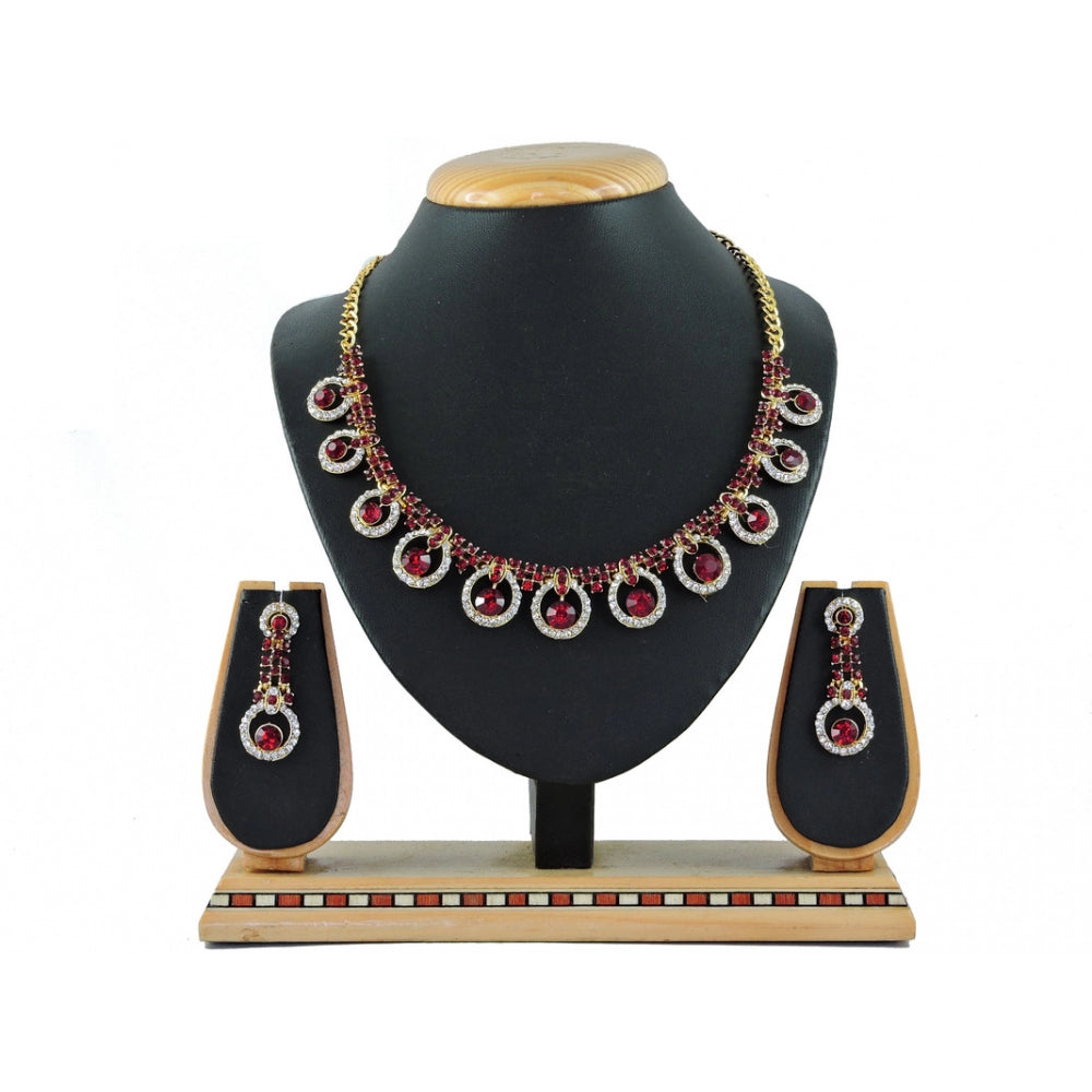 Generic Women's Alloy Necklace set (Maroon) - Noble Nook