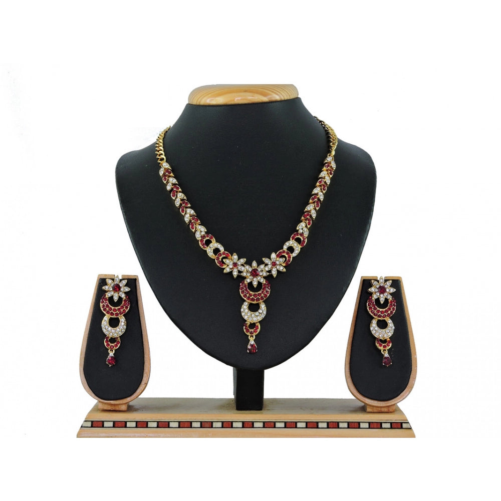 Generic Women's Alloy Necklace set (Maroon) - Noble Nook