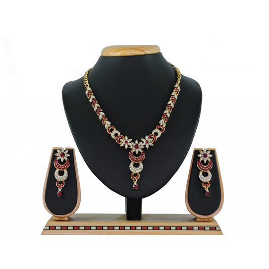 Generic Women's Alloy Necklace set (Maroon) - Noble Nook