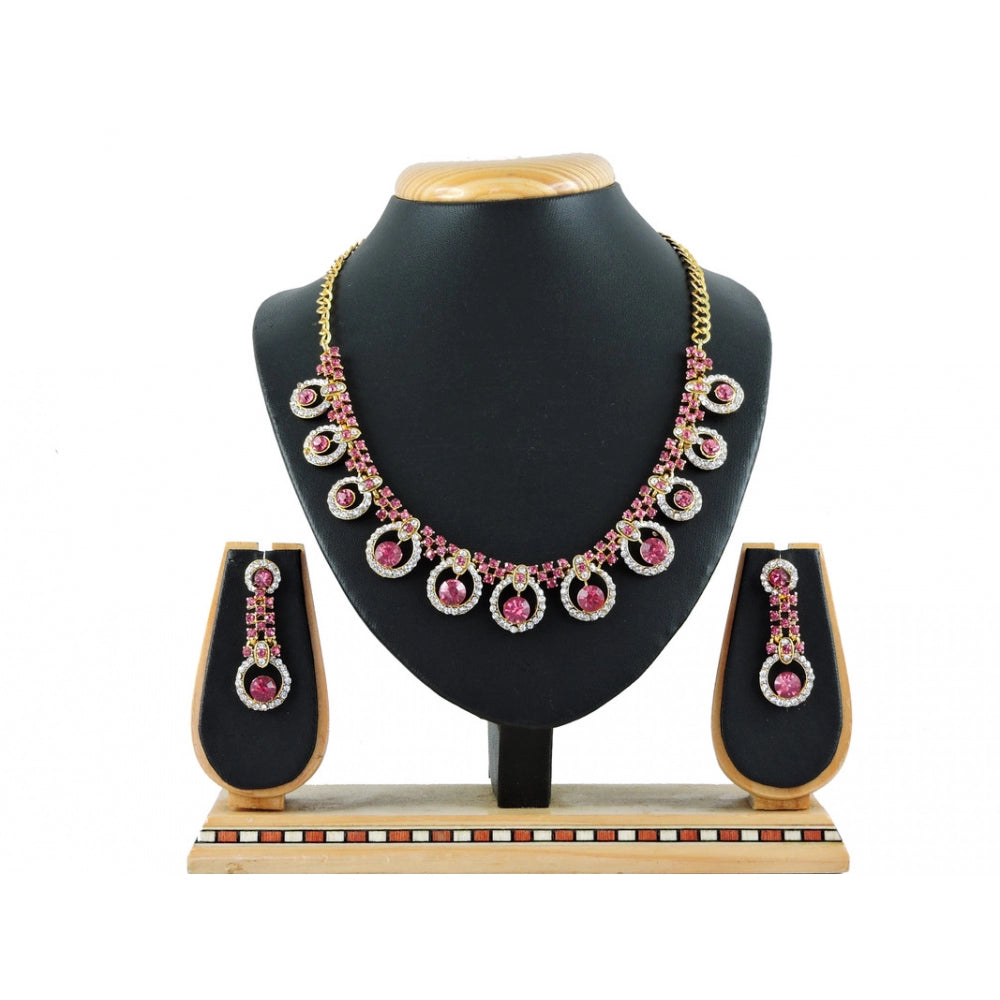 Generic Women's Alloy Necklace set (Pink) - Noble Nook