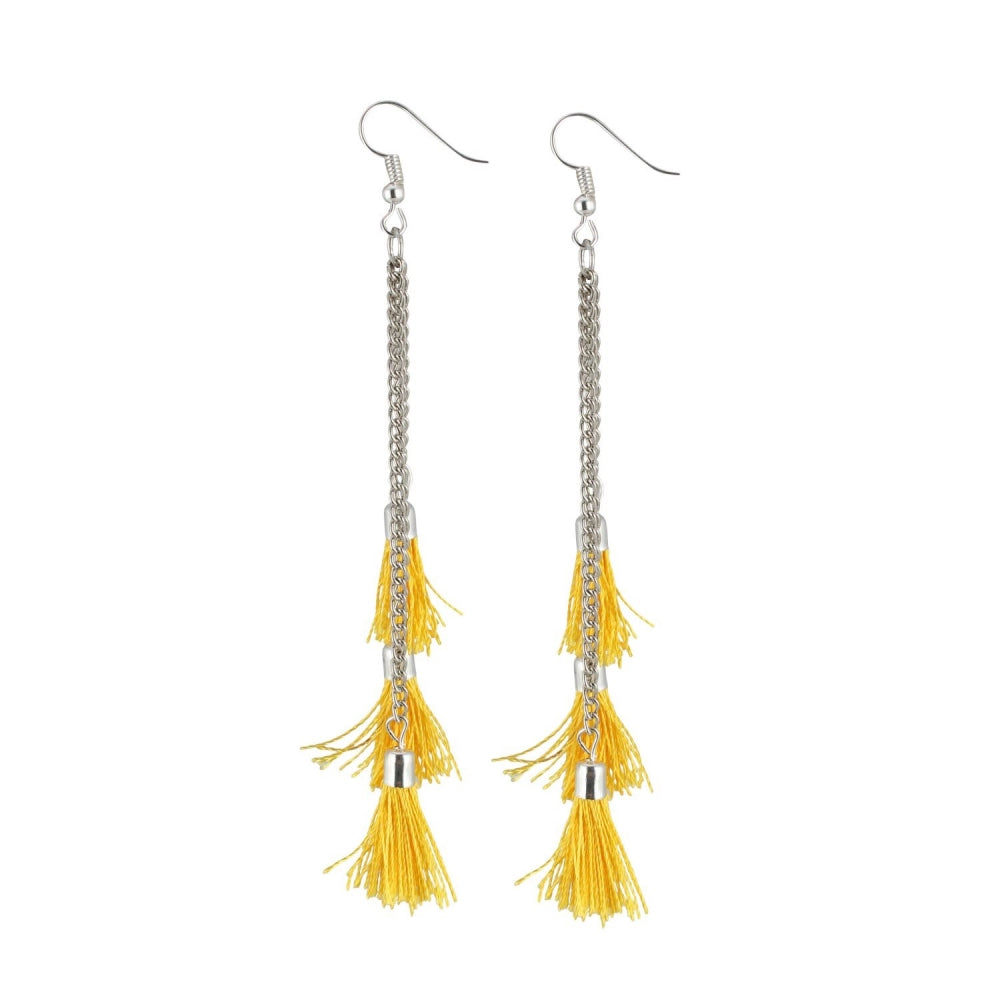 Generic Women's Silver Plated Hook Dangler Hanging Tassel Fashion Earrings-Silver - Noble Nook