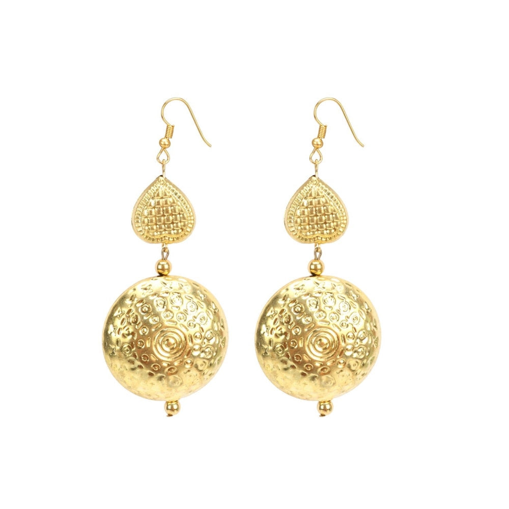 Generic Women's Gold Plated Hook Dangler Hanging Earrings-Golden - Noble Nook