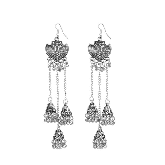 Generic Women's Alloy, silver Plated Afgani Earrings-Silver - Noble Nook