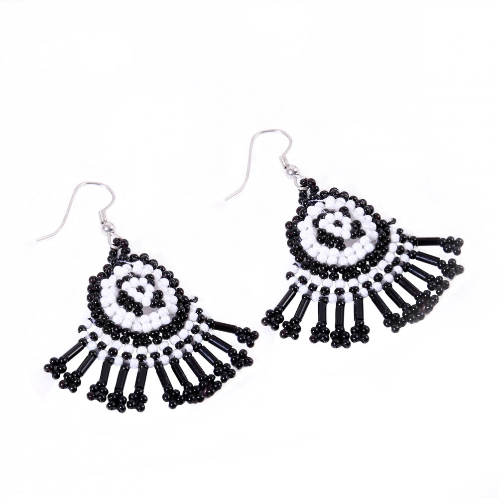 Generic Women's Alloy, Thread Hook Dangler Hanging Earrings-Black - Noble Nook