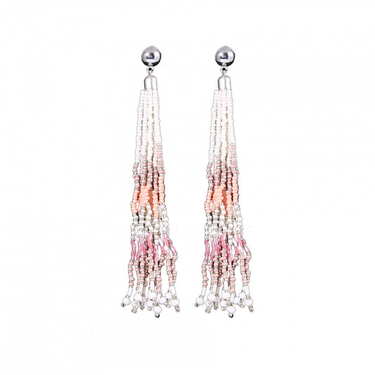 Generic Women's Alloy, Beads Hook Dangler Hanging Thread Earrings-Pink - Noble Nook