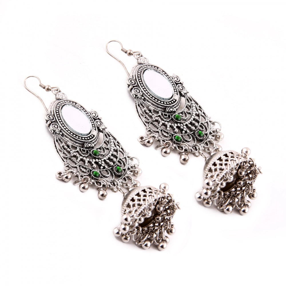 Generic Women's Silver Oxidized Hook Dangler Hanging Afgani Tribal Fancy Earrings-Silver - Noble Nook