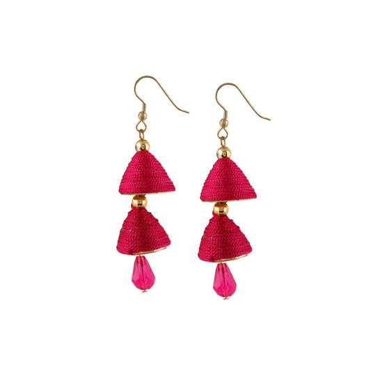 Generic Women's Thread Hook Dangler Hanging Jhumki Earrings-Pink - Noble Nook