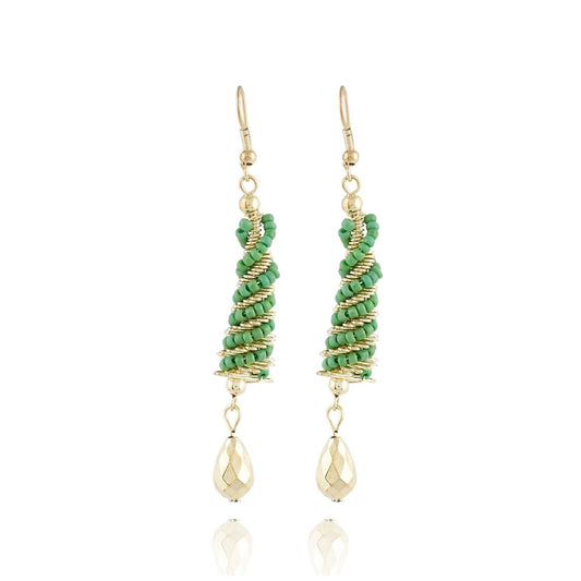 Generic Women's Alloy Hook Dangler Hanging Earrings-Green - Noble Nook