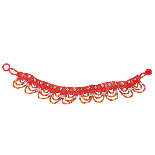 Generic Women's Fashion Beads Anklet Payal-Red - Noble Nook