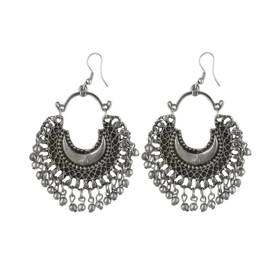 Generic Women's Alloy, silver Plated Hook Dangler Hanging Earrings-Silver - Noble Nook