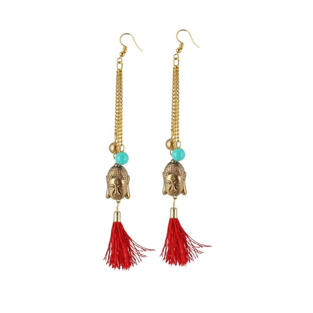 Generic Women's Gold Plated Hook Dangler Hanging Tassel Fashion Earrings-Gold - Noble Nook