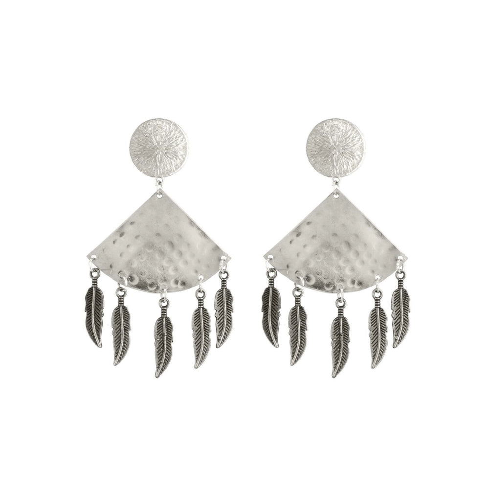 Generic Women's Silver Plated Hook Dangler Hanging Tassel Earrings-Silver - Noble Nook