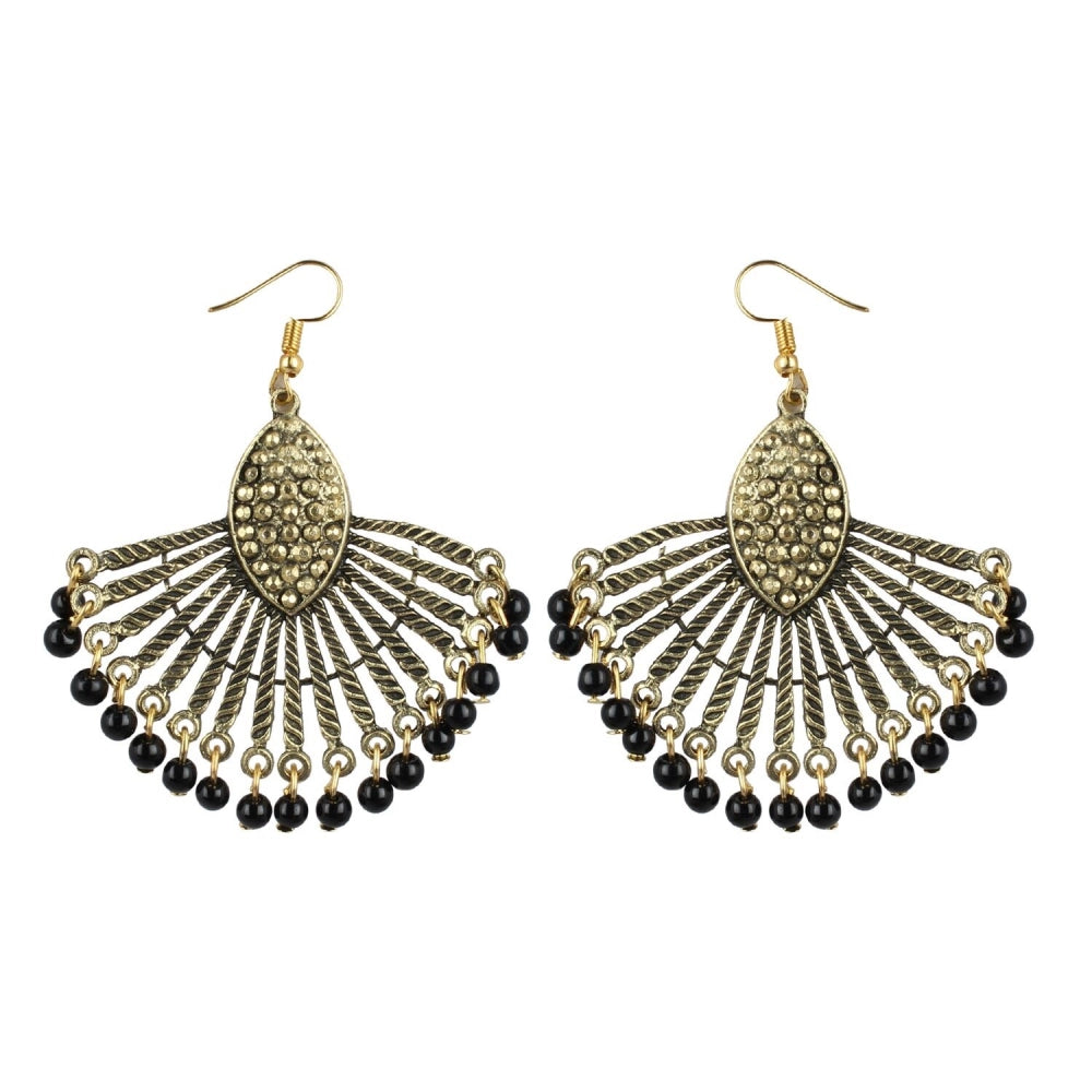 Generic Women's Gold Plated, Beads Hook Dangler Hanging Tassel Earrings-Gold - Noble Nook