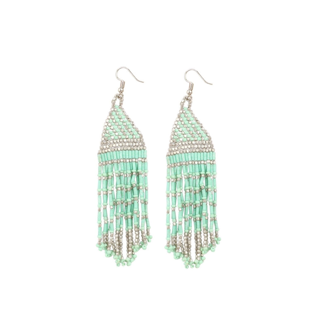 Generic Women's Alloy, Poth Beads Hook Dangler Hanging Earrings-Green - Noble Nook