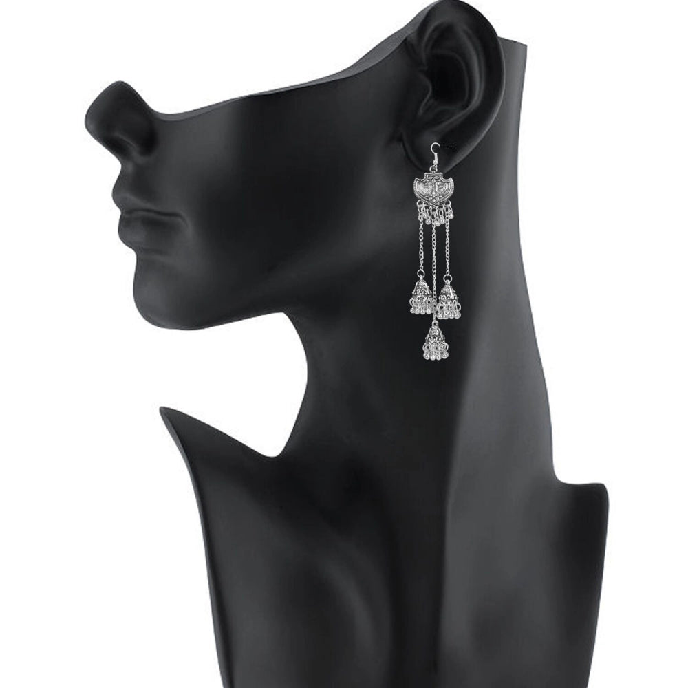 Generic Women's Alloy, silver Plated Afgani Earrings-Silver - Noble Nook