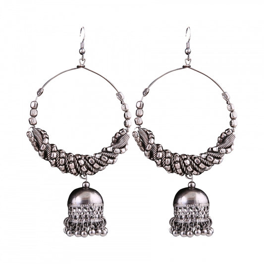 Generic Women's Silver Oxidized Hook Dangler Hanging Afgani Tribal Fancy Earrings-Silver - Noble Nook