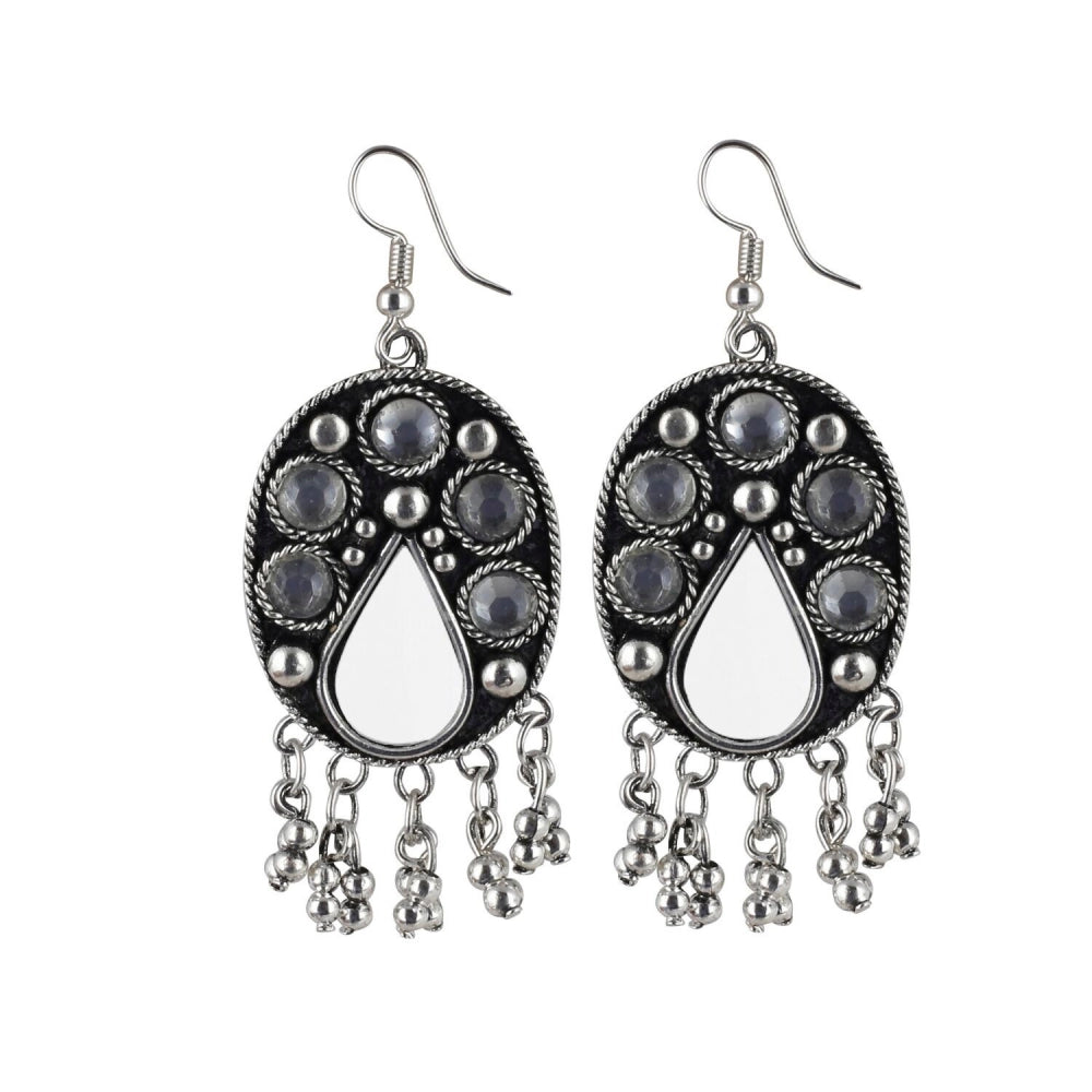 Generic Women's Alloy, Metal Hook Dangler Hanging Earrings-Silver - Noble Nook