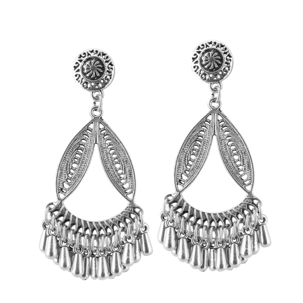 Generic Women's Silver Plated Hook Dangler Hanging Earrings-Silver - Noble Nook