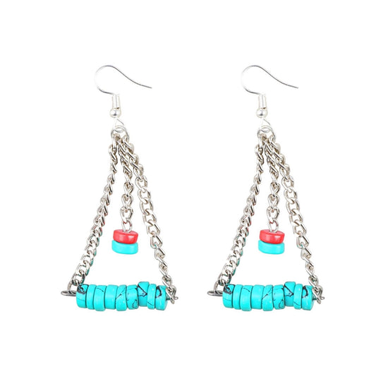 Generic Women's Silver Plated, Beads Hook Dangler Hanging Earrings-Silver - Noble Nook