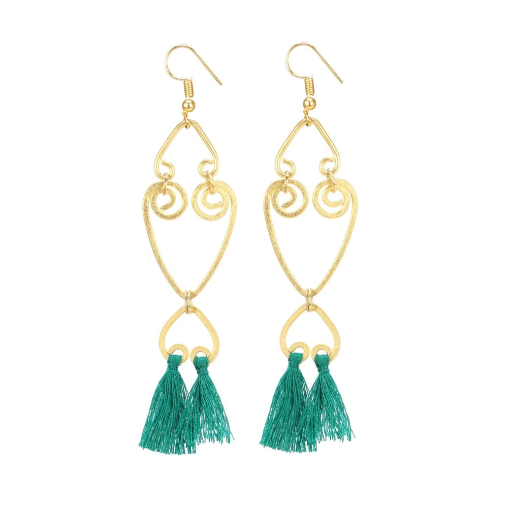 Generic Women's Oxidized Gold plated Hook Dangler Hanging Tassel Earrings-Gold - Noble Nook