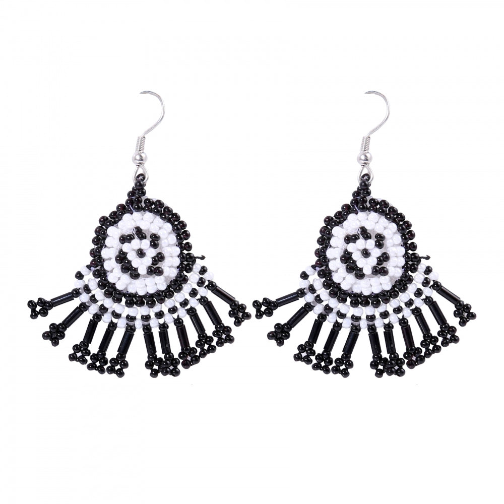 Generic Women's Alloy, Thread Hook Dangler Hanging Earrings-Black - Noble Nook