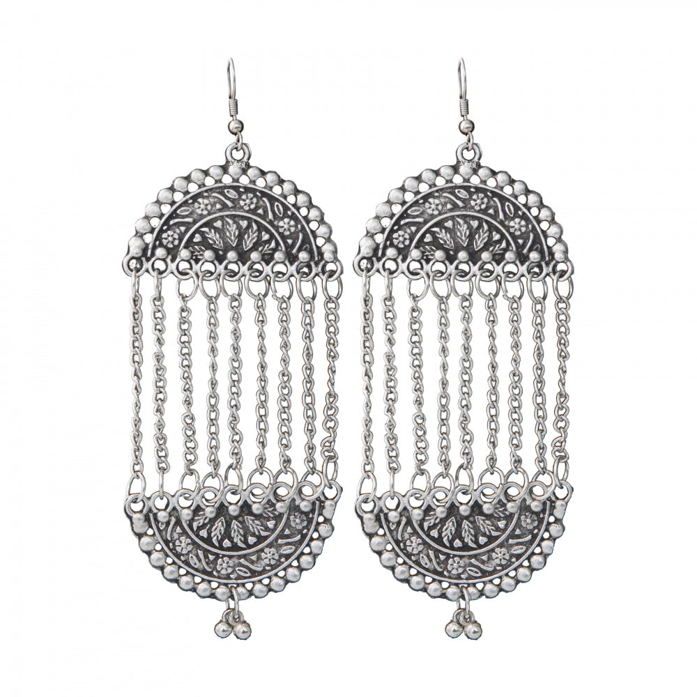 Generic Women's Silver Plated Hook Dangler Hanging Earrings-Silver - Noble Nook