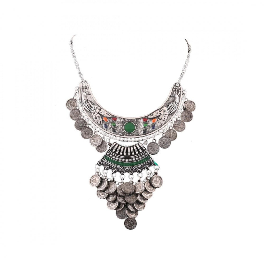 Afghani Tribal Antique Boho Oxidised Silver Necklace - Noble Nook