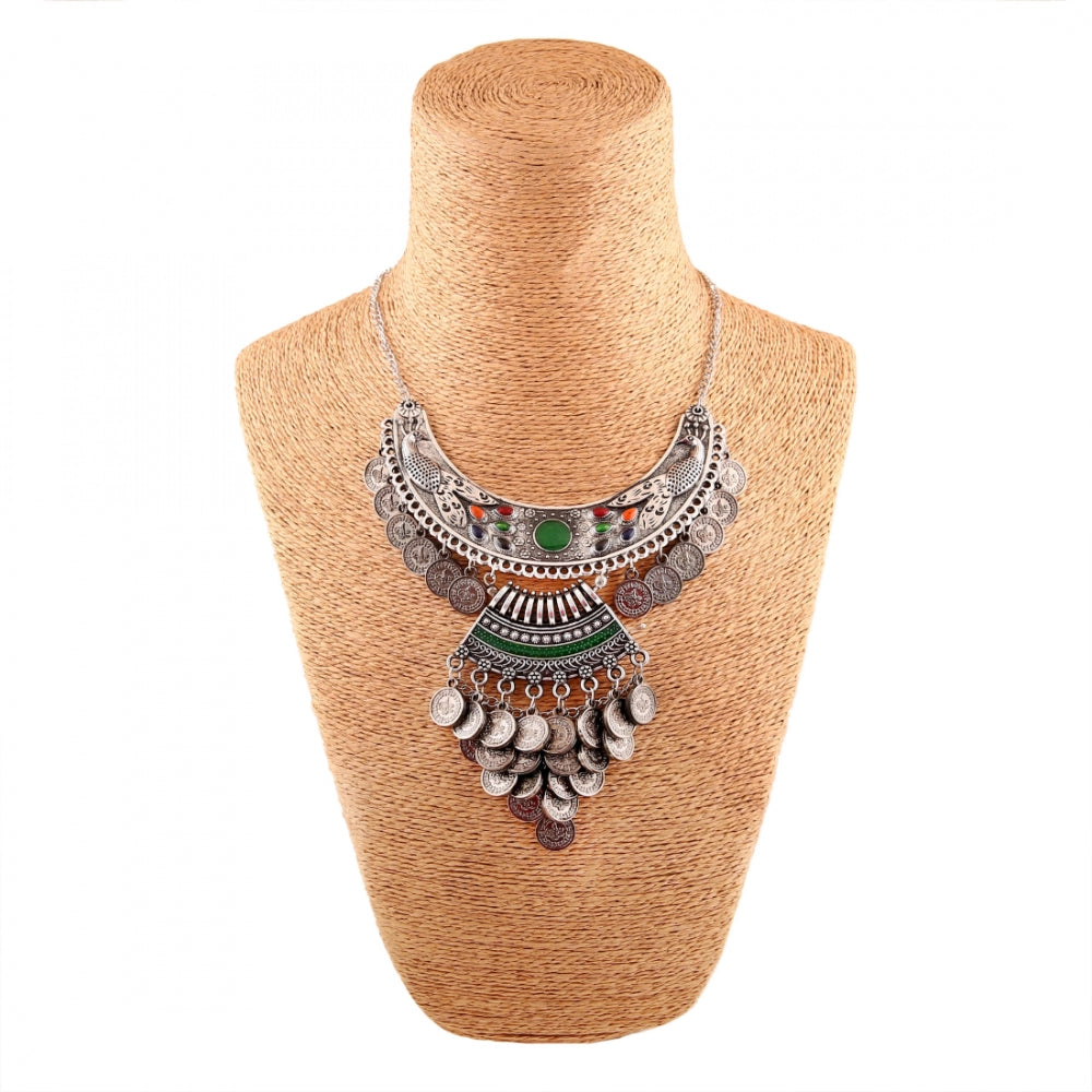 Afghani Tribal Antique Boho Oxidised Silver Necklace - Noble Nook