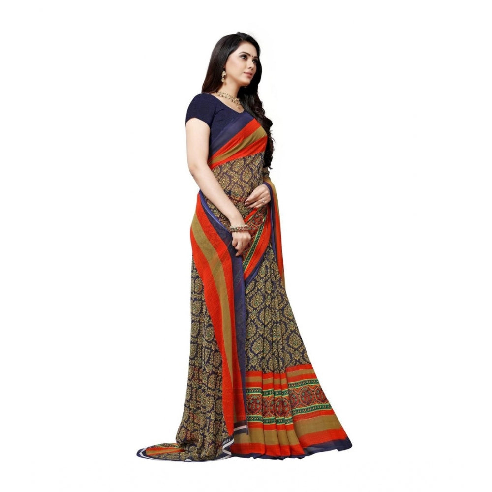 Generic Women's Georgette Saree(Blue,5-6 Mtrs) - Noble Nook